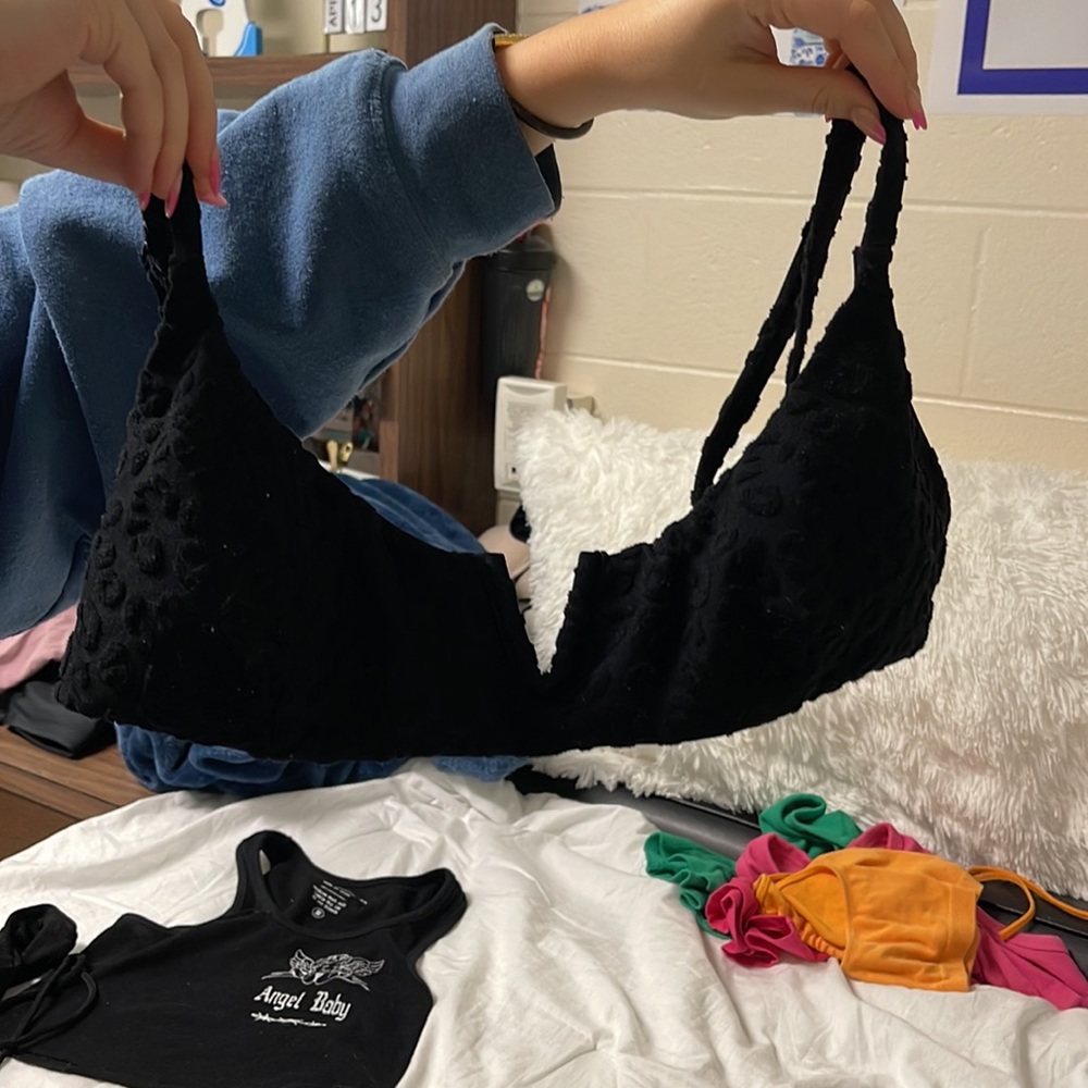 RVCA cheetah black bikini top